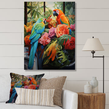 Blue Parrot jungle Paradise - Parrot Framed Canvas Art